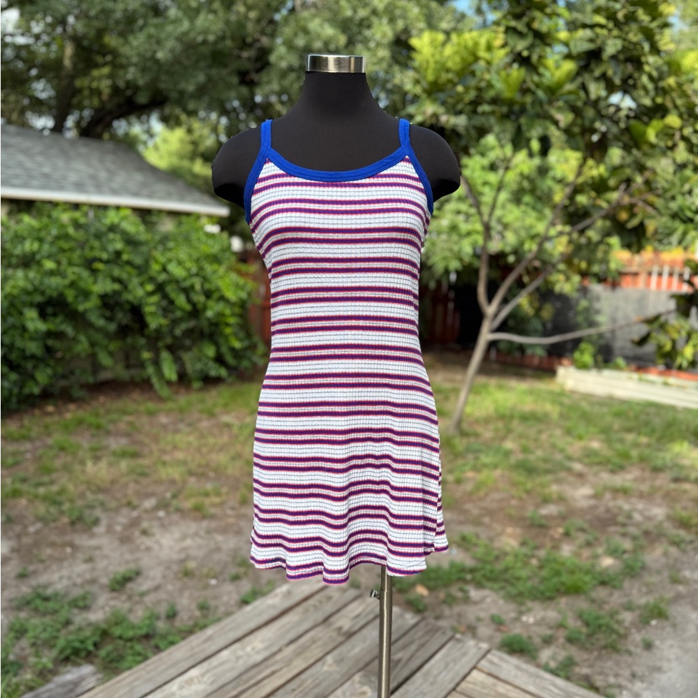 Vintage 90s 2000s No Boundaries Ribbed Striped Mini Dress